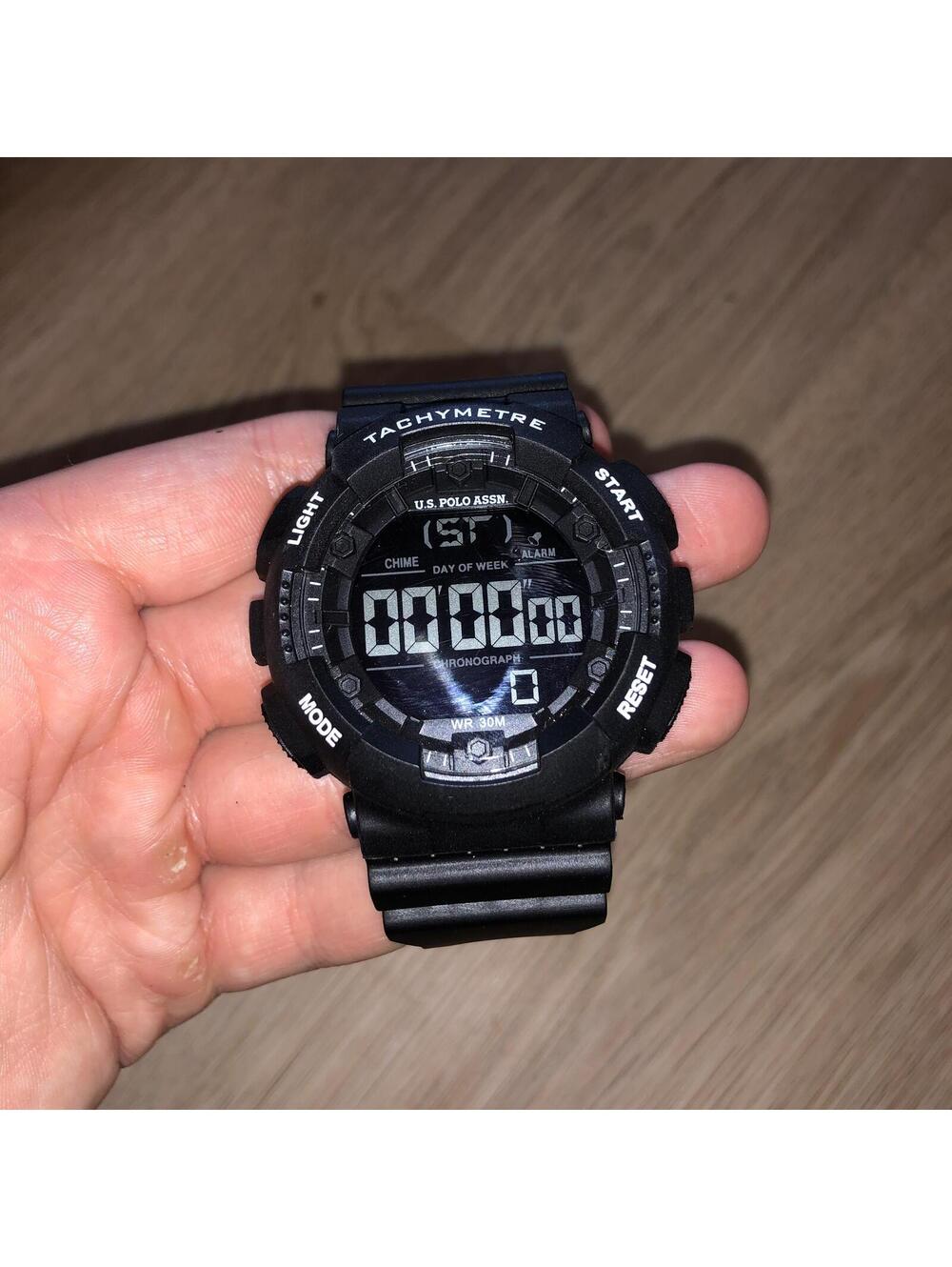 U.S. POLO ASSN TACHYMETER BLACK DIGITAL WATCH 0925 WR 30 M MENS NEW
